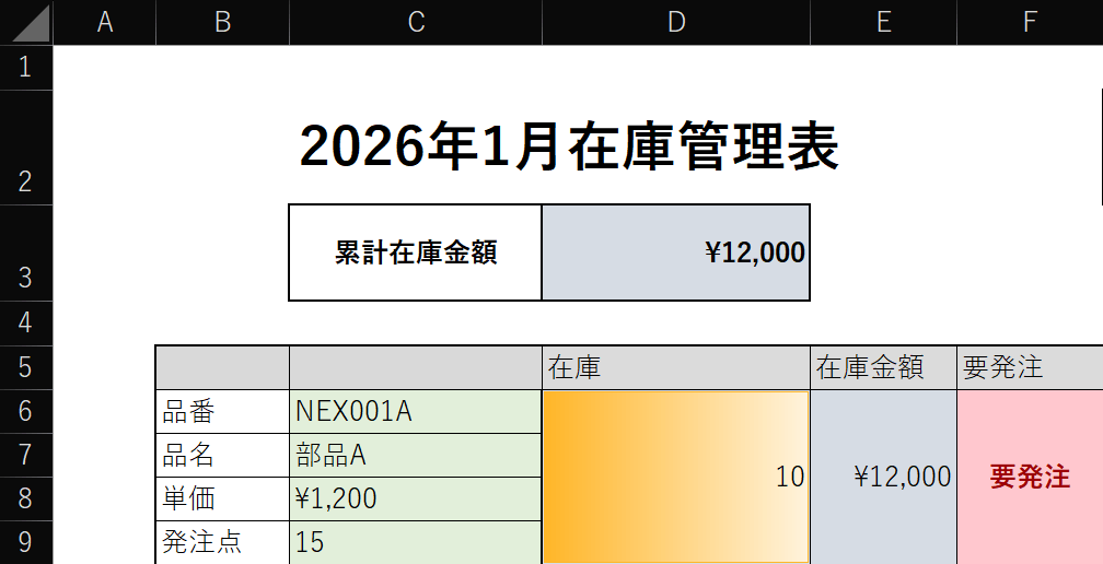 エクセル在庫管理表で発注点を設定する方法